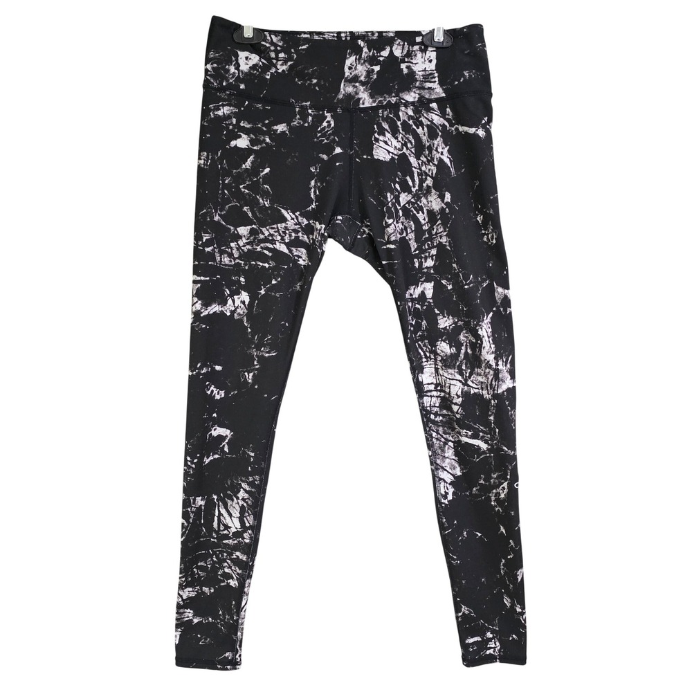 Alo Yoga Leggings Womens Medium Black White Marble High Waist Tights